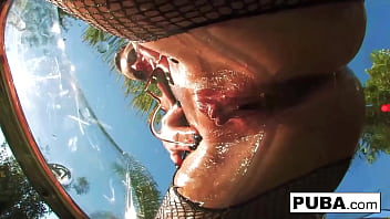 Hot tattooed babe shows her wet pussy