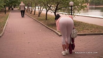 Camel toe leggings and transparent blouse Camel toe leggings and transparent blouse