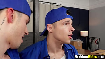 Gay customer fucked hard by big dick movers