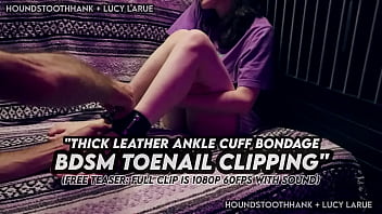 Thick leather ankle cuff bondage bdsm toenail clipping Thick leather ankle cuff bondage bdsm toenail clipping