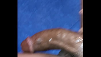 Jacking off big black dick moaning cumshot