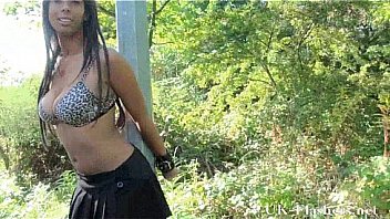 Afro ebony teens public nudity and dildo masturbation outdoors