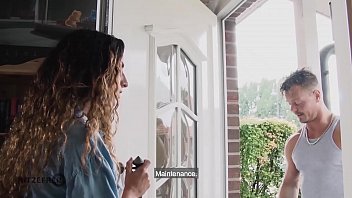 Skinny brunette milf fucking the maintenance man Skinny brunette milf fucking the maintenance man