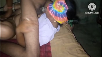 My stepsister's husband returns from a trip and i give him a good welcome