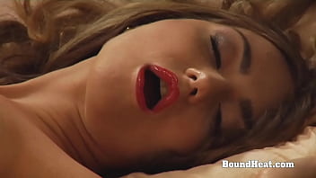 Sexy busty lesbian slave in bondage moans from whip by dom madame Sexy busty lesbian slave in bondage moans from whip by dom madame