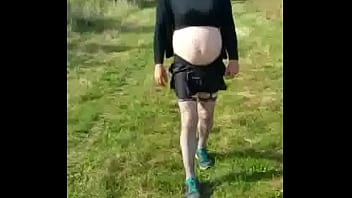 Crossdresser out in public makes himself cum Crossdresser out in public makes himself cum