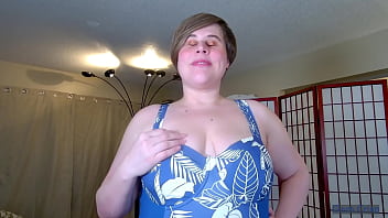 Teasing you in blue & white swimsuit clara crisp knows about your bathing suit fetish enjoys teasing you to cum
