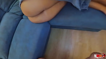 Stepmom comes on the sofa to her stepson to relax but he starts to stick his dick in her pussy and cums in her mouth