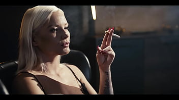 Pov horny blonde zazie skymm in sexy top gives smokey blowjob and rides big cock while smoking