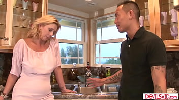 Milf phyllisha anne is alone her stepson in dude takes the chance and fucks his big tits stepmom in law penetrating her ass and pussy