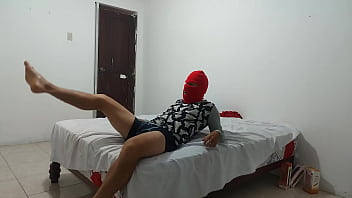 American man with small and ugly penis tries to masturbate his penis with an inflatable plastic