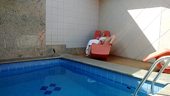 My sister-in-law thought she was alone at home so i caught her masturbating in the pool i couldn't resist and went to help her