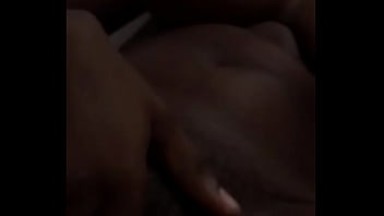 Ebony girl masturbation of her creamy pussy