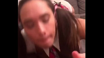 Role play horny young woman shows her tits to the teacher in exchange for a sweet blowjob