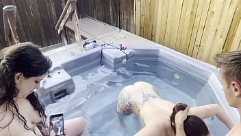 Dickflash cleaner and 2 girls hot tub adventure 2 4 ffm cleaner helps two girls clean their pipes and cums on their faces
