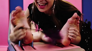 Russian girl lesbian tickling challenge - she gets wet when her feet is tickled and pussy fingered