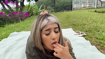 18 year old colombian girl has a picnic at her best friend's house stays alone and masturbates in public while being watched by her stepdad real squirt naty delgado