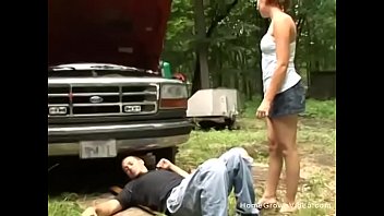 Sexy brunette amateur with big boobs was too horny to wait for her boyfriend