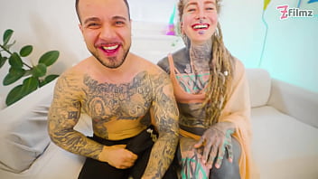 Tattooed pornstar gets filled with huge italian cock and gets covered head to toe in cum - atm gapes big cumshot deepthroat