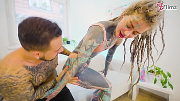 Tattooed pornstar gets filled with huge italian cock and gets covered head to toe in cum - atm gapes big cumshot deepthroat