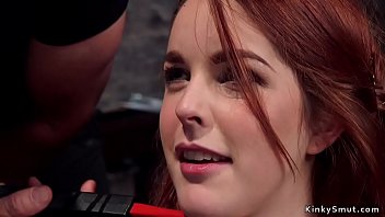 Little redhead slave trainee amarna miller in lingerie and rope bondage is tormented by master james mogul then made ride big black cock mickey mod