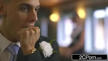 Wedding turns hardcore with hung groom give double bj