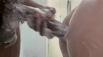 Her ass wasn’t ready for his thick cock—way too big to fit without effort she gasps and squirms as he pushes deeper stretching her out while wife’s at sleep
