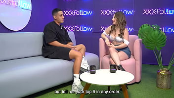 Hot interview ends in wild latina milf subdued by maxx betancur and mercilessly kissed by the presenter