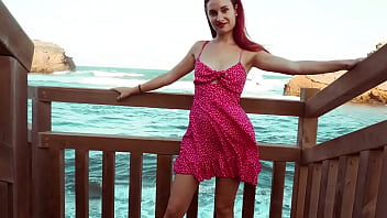 Ariel ortiz walks through a cove gets very horny and begins to masturbate publicly in the street
