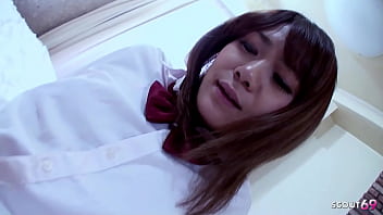 Japanese teen in uniform pick up and talk to uncensored porn casting pov fuck by older guy with deep cum inside in japan