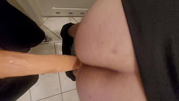 My dominant boss pegg me in a public toilet by big strapon it was a fast and horny