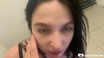 sexy babe gives furious cock jerk