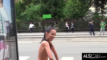 gorgeous brunette public
