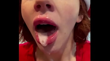 white girl swallows cum
