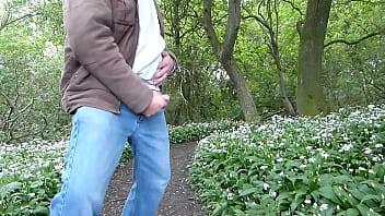 having a nice wank in the woods