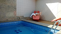 My sister-in-law thought she was alone at home so I caught her masturbating in the pool, I couldn't resist and went to help her