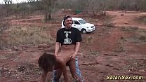 skinny african babe gets her first big german cock at our safari tour