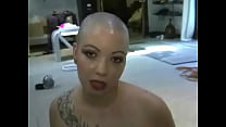 Bald girl obeys