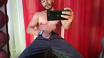 Daddy Tomas smokes a cigarette and cums in front of the mirror