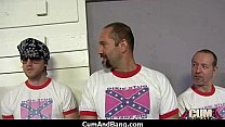 Black ho sucks on white dicks in a group blowjob 25