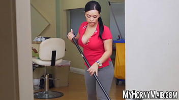 Big booty maid blows and rides dick