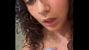 Sucking cream off my dildo