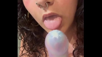 Sucking cream off my dildo