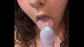 Sucking cream off my dildo