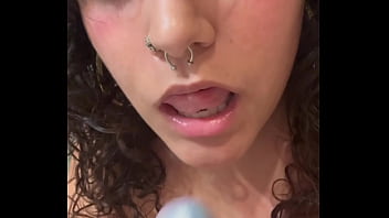 Sucking cream off my dildo