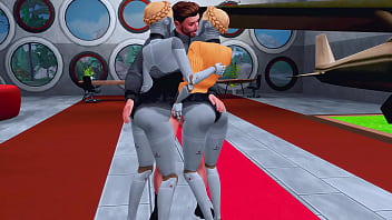 Two horny twins arranged hard sex and femdom for a young soldier