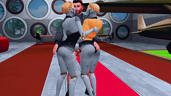 Two horny twins arranged hard sex and femdom for a young soldier