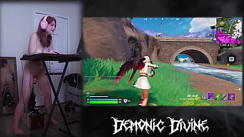 Gamer gooner girl plays fortnite with fuck machine part 1