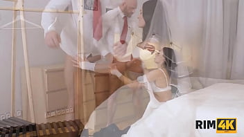 Rim4k happy chick lures groom into sex during which she licks his ass