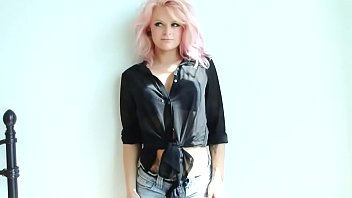 Hot girl josie strips to show her tattoos and perky tits